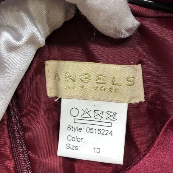 Angels NY Girls Size 10 Party Dress Burgundy Sleeveless A-Line Formal Midi - Picture 10 of 11